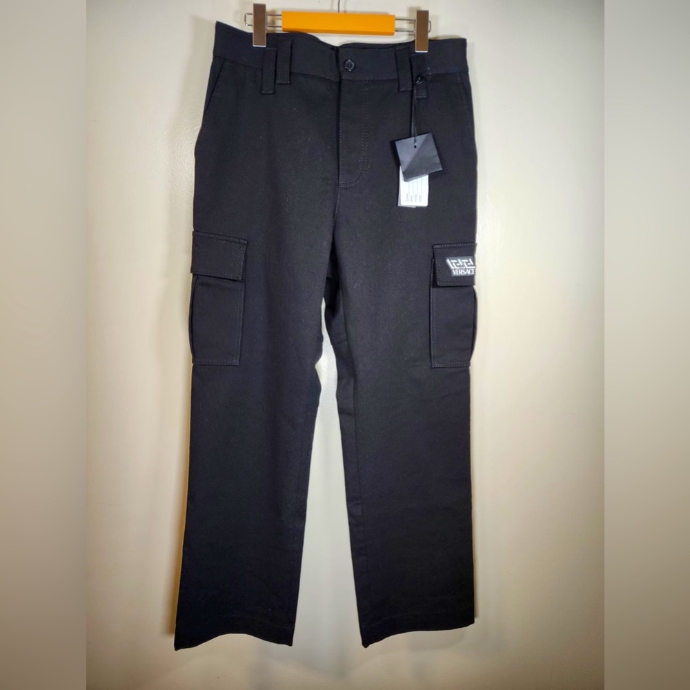 BNWT Versace Black "La Greca" Cargo Pants